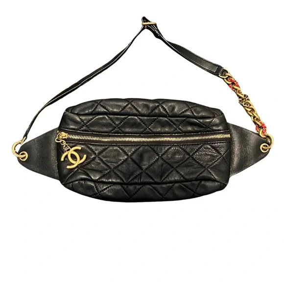 CC Black Quilted Leather Waist Bag - Picture 1 of 11